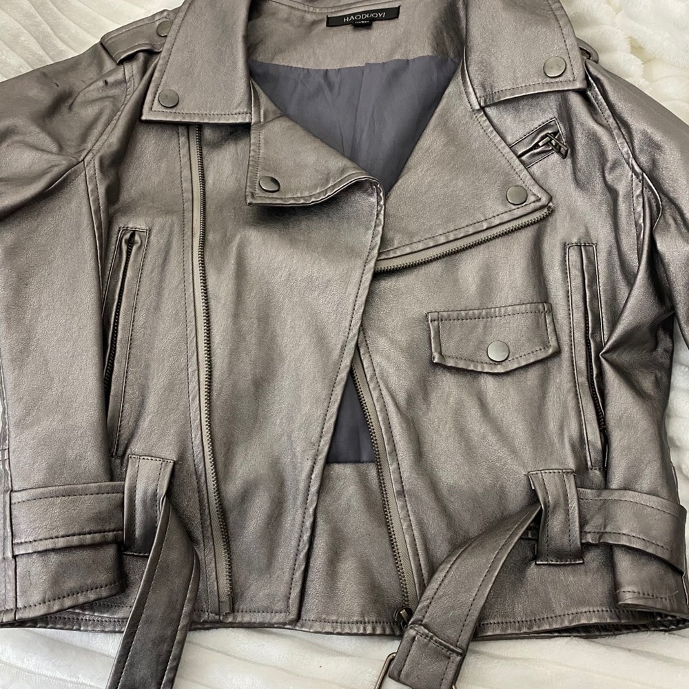 Silver authentic leather jacket
